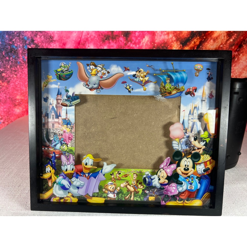 Disney Parks 3D Shadow Box Picture Frame Mickey Minnie Castle 5x7 Souvenir